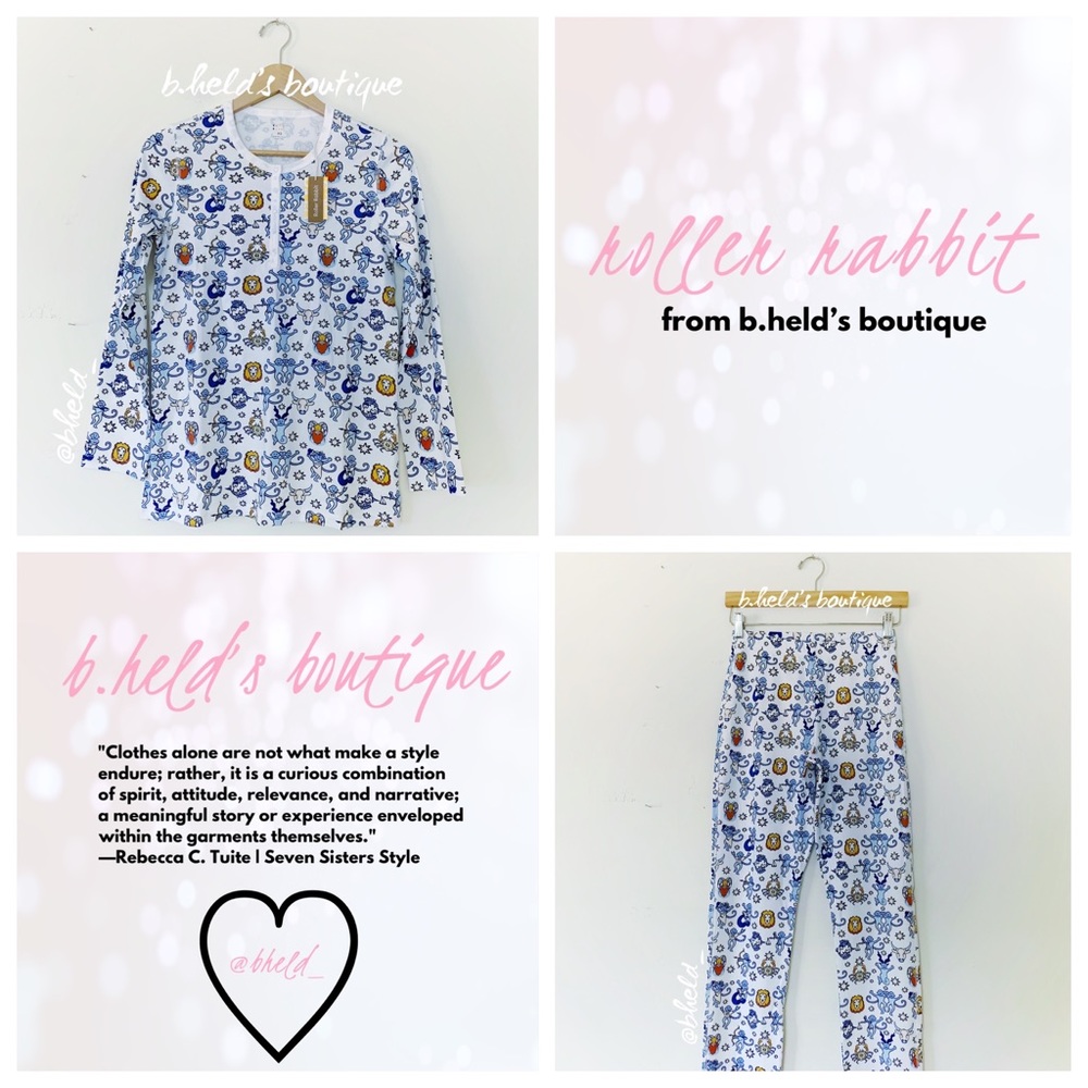 Roller Rabbit Monkey Horoscope Pajamas in White Blue Size XS Brand New NWT